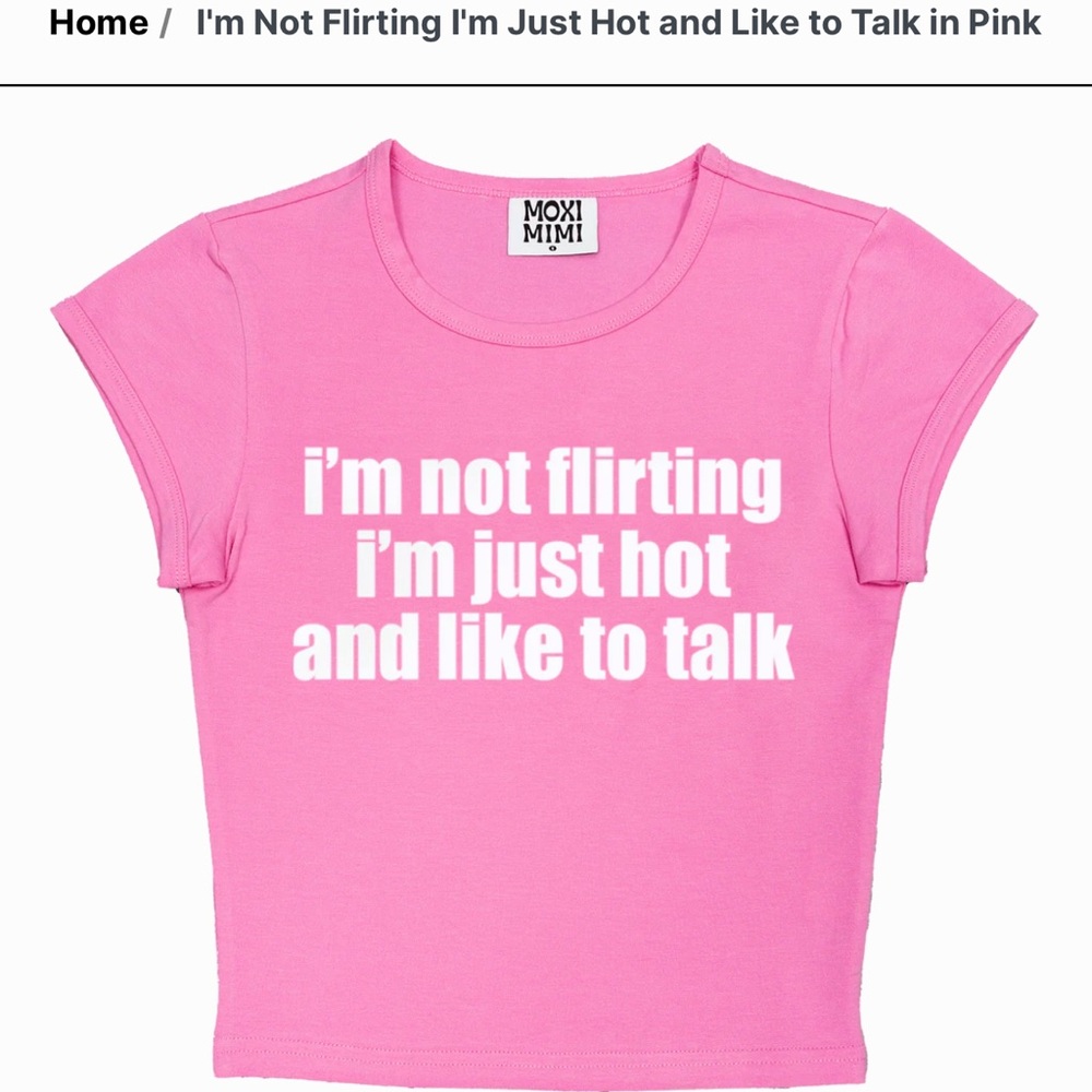 Moxi Mimi Pink Crew Neck Fitted Short Sleeve Cropped Tee
